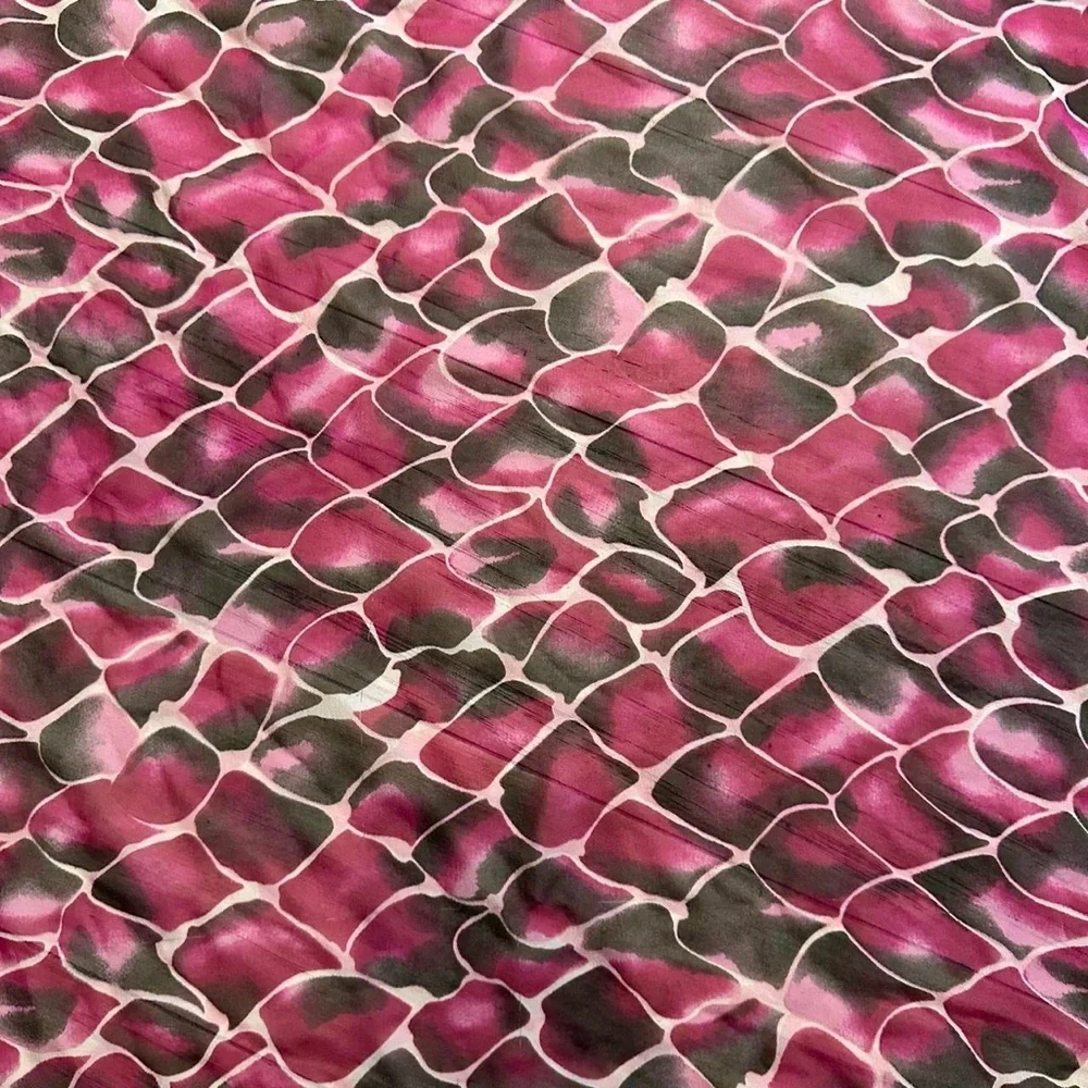 Elegant Pink and Brown 100% Silk Scarf